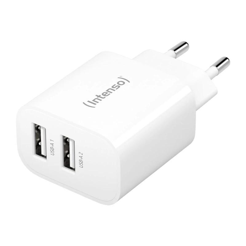 Intenso | Cargador pared W24AA|2xUSB-A|blanco Intenso | Cargador pared W24AA|2xUSB-A|blanco