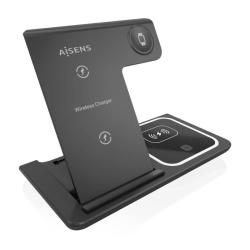 AISENS Cargador inalambrico USB-C 3 EN1 15w NEGRO