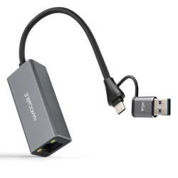 Nanocable Conversor USB-C+USB-A/M 3.0 RJ45 15cm