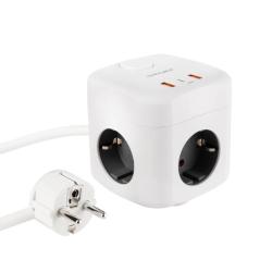 Nanocable Base de enchufe con 3 USB c/ interruptor