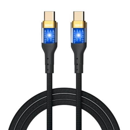 iggual Cable USB-C a tipo C 3A 100 cm trenzado LED