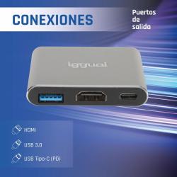 iggual Hub tipo C 3 en 1 HDMI USB3.0 PD100W