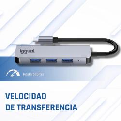 iggual Hub USB 3.0 tipo C x 4 puertos USB-A 3.0