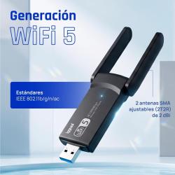 iggual Adaptador USB Wifi 1300 Mbps dual 2.4G/5G