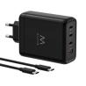 EWENT Cargador USB 140W GaN Fast 4-puertos 2m