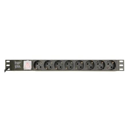 Gembird PDU, 8 tomas Schuko, 1U, 16A, cable de 3 m