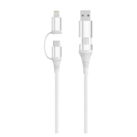 EWENT Cable Carga 4-1 60W 2m USB-C Lightning USB-A